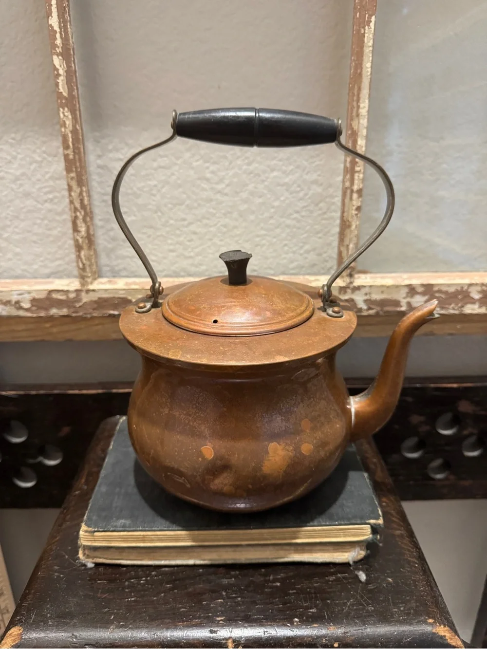 Vintage- Copper Teapot with Black Handle